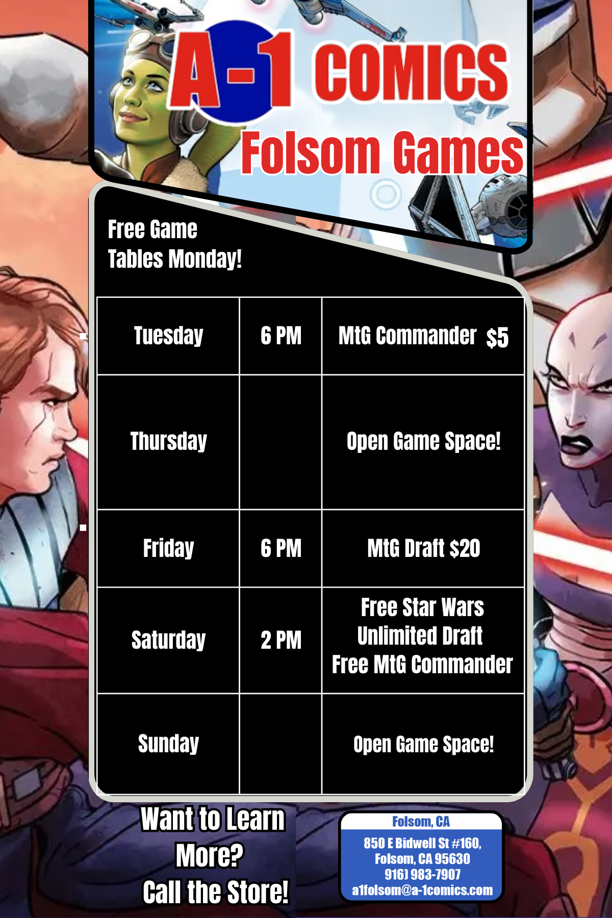 Weekly Events for Folsom.